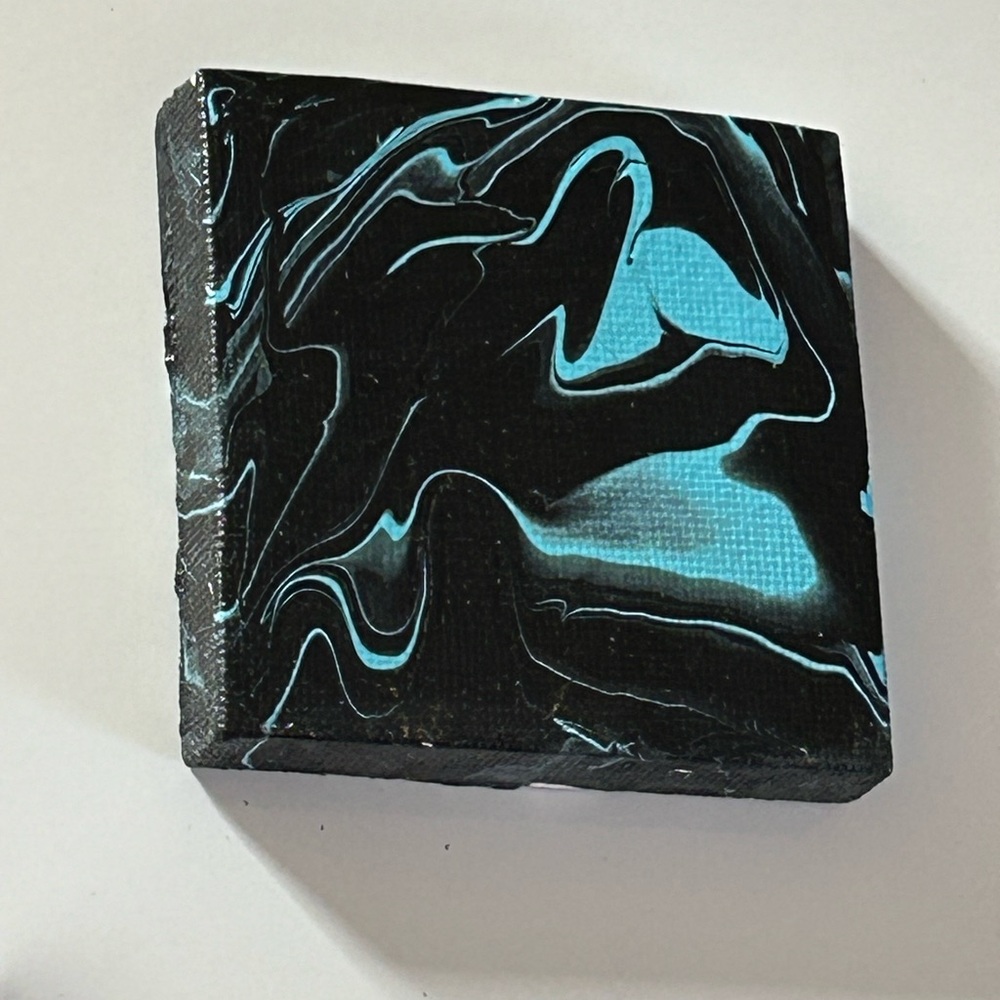 Original Hand Painted Abstract Painting Blue and Black - Picture 2 of 4